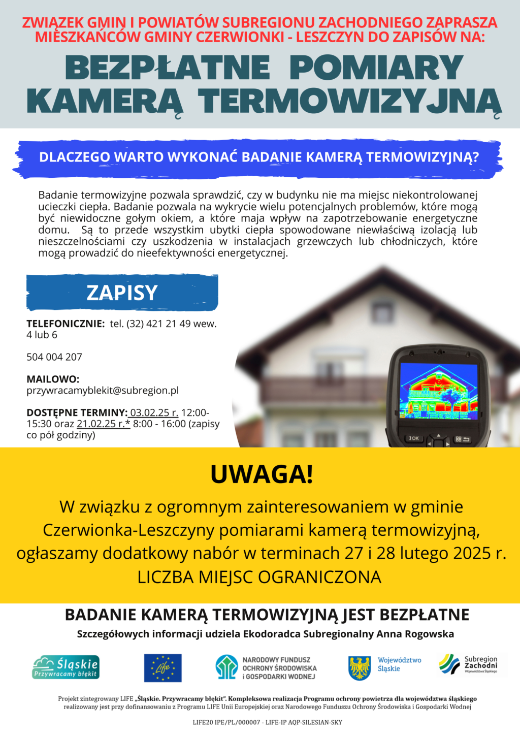 plakat informacyjny- pomiary kamerą